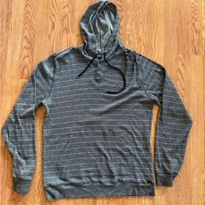 Hurley Gray Striped Lightweight Pullover Hoodie Sweatshirt